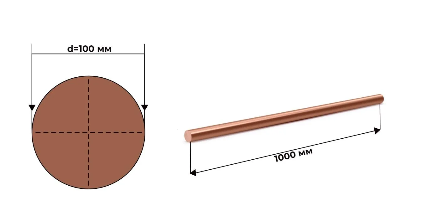 Медный круг пруток М1 100 мм ГОСТ 1535 прессованный 