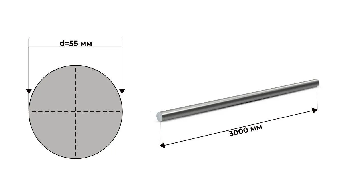 Круг алюминиевый 55 мм марка АМГ2 ГОСТ 21488 