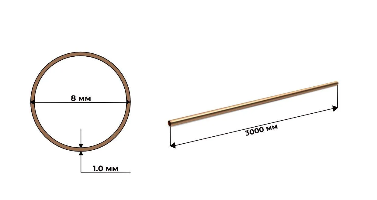 Труба медная 8х1 марка М1 мягкая ГОСТ 617 2006 
