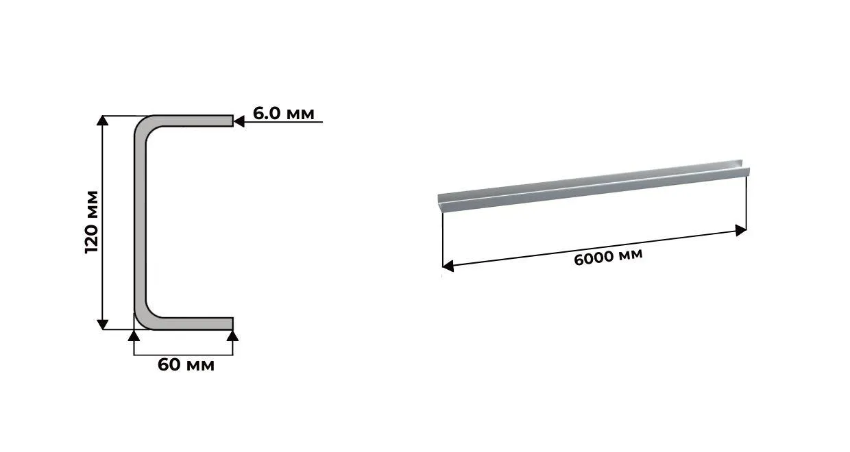 швеллер нержавеющий 120х60х6 марка AISI 304 (08Х18Н10) 