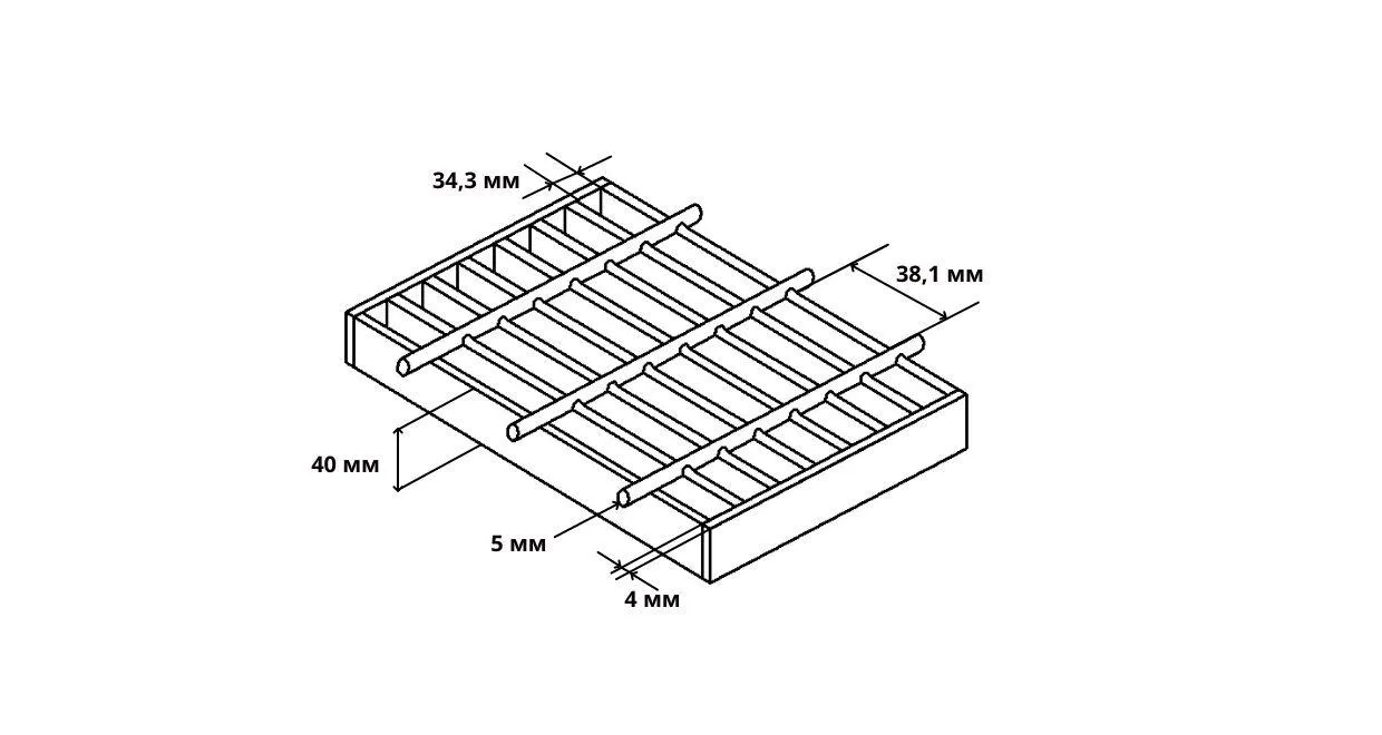 Сварной решетчатый настил яч 34,3 х 38,1 полоса 40*4 пруток 5мм 