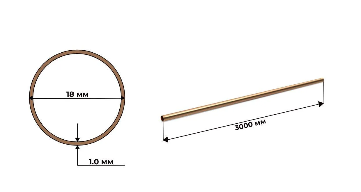 Труба медная 18х1 марка М1 мягкая ГОСТ 617 2006 