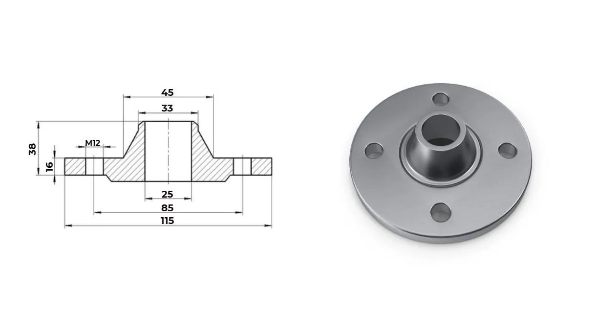 Фланец нержавеющий воротниковый Ду 25 Ру 25 тип 11 ГОСТ 33259-15 AISI 321 (12Х18Н10Т) 