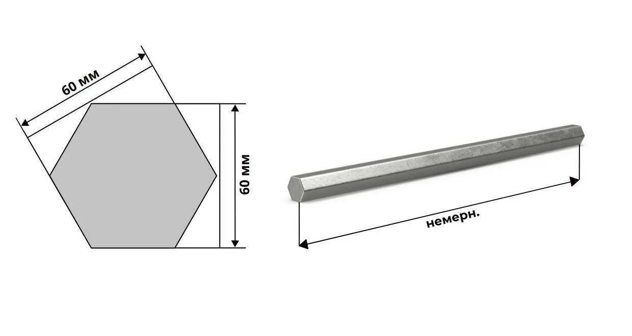 Шестигранник стальной калиброванный 60 мм ст10 ГОСТ 8560 