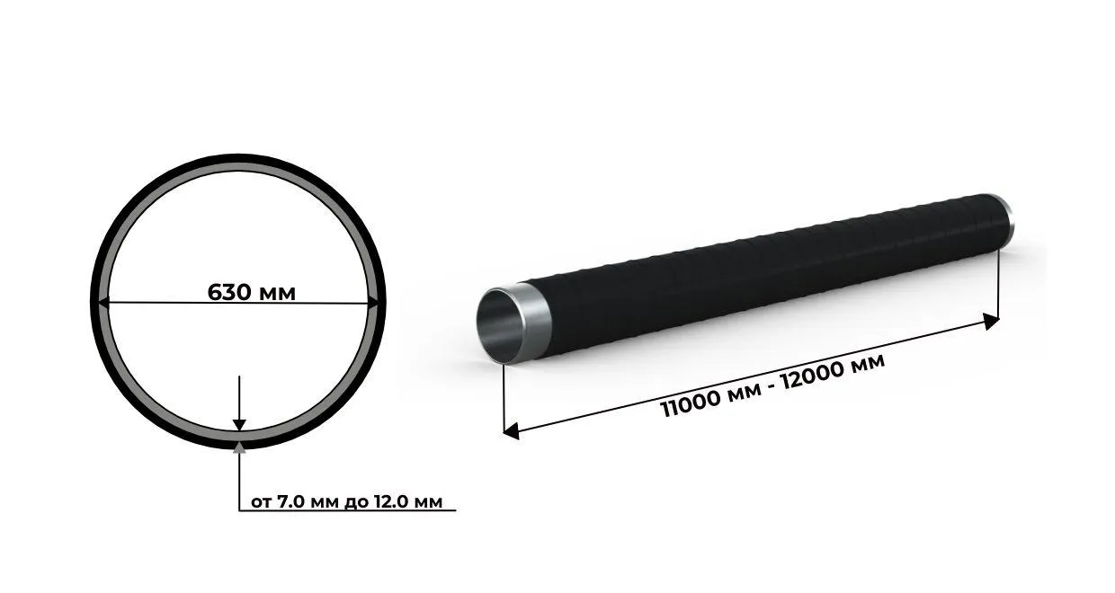 Труба стальная электросварная 630 мм с ВУС изоляцией ГОСТ 10704/10705 