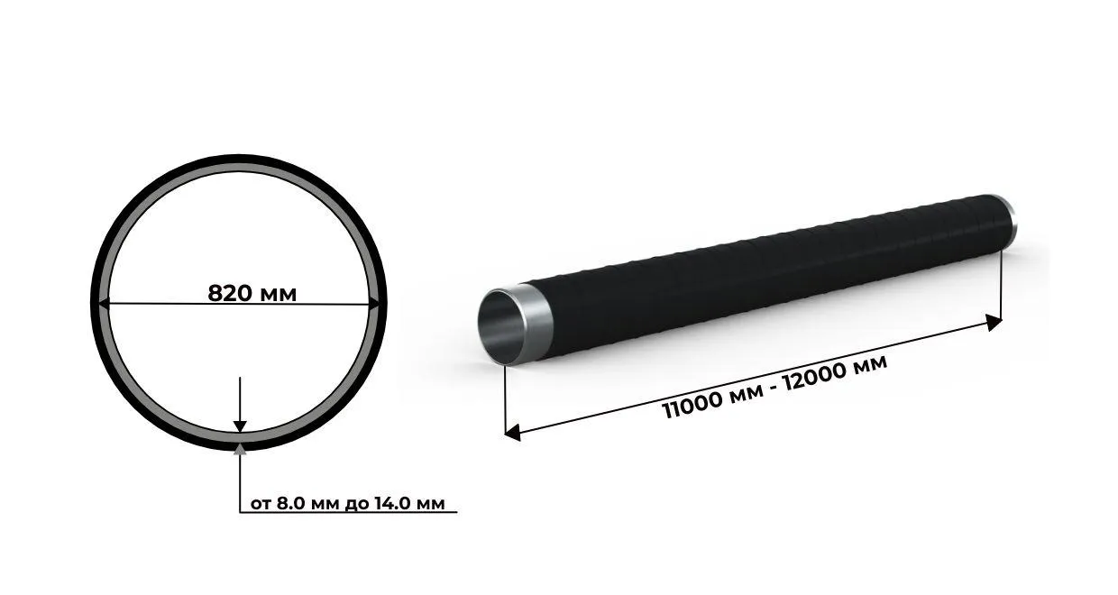 Труба стальная электросварная 820 мм с ВУС изоляцией ГОСТ 10704/10705 