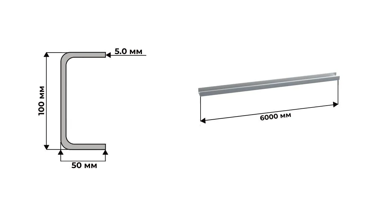 швеллер нержавеющий 100x50х5 марка AISI 304 (08Х18Н10) 